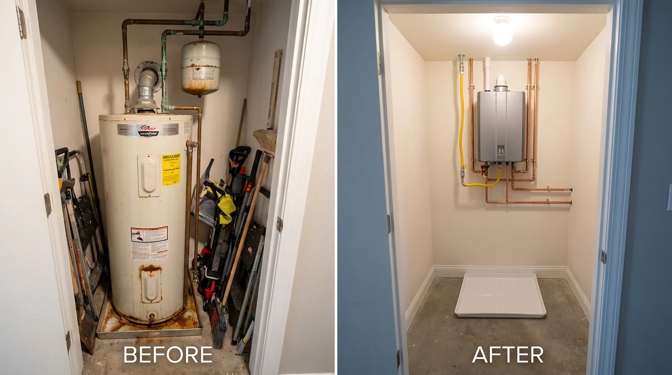 Tank water heater versus wall-mounted tankless unit comparison for Newton, MS homeowners